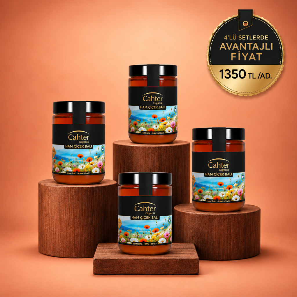 Organik Süzme Ham Çiçek Balı 4 x 850 gr