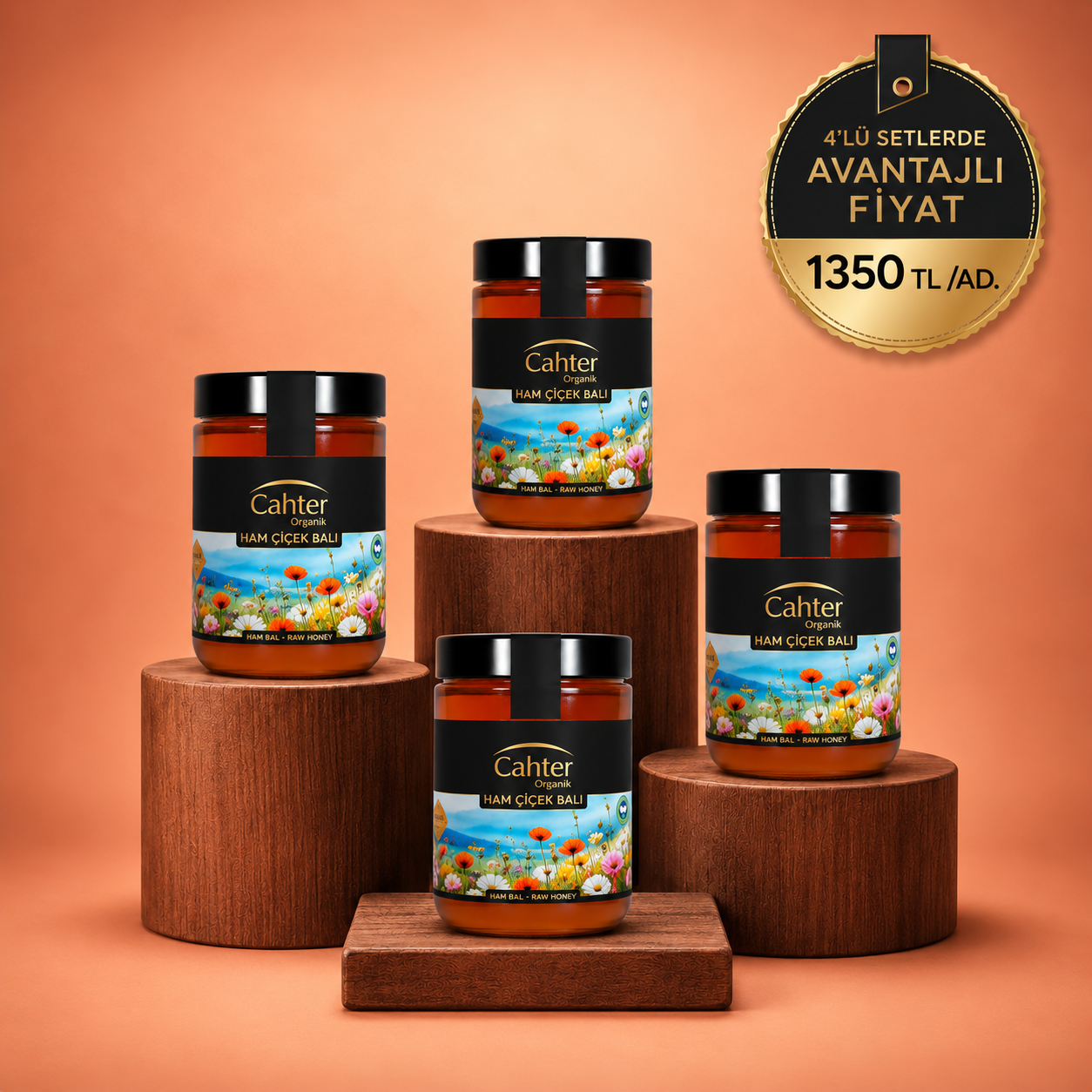 Organik Süzme Ham Çiçek Balı 4 x 850 gr