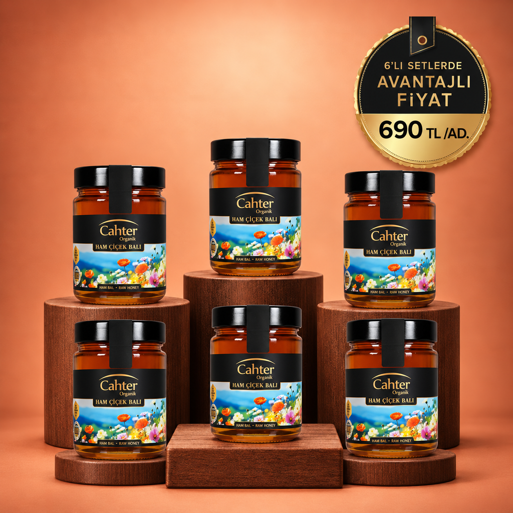Organik Süzme Ham Çiçek Balı 6 x 450 gr