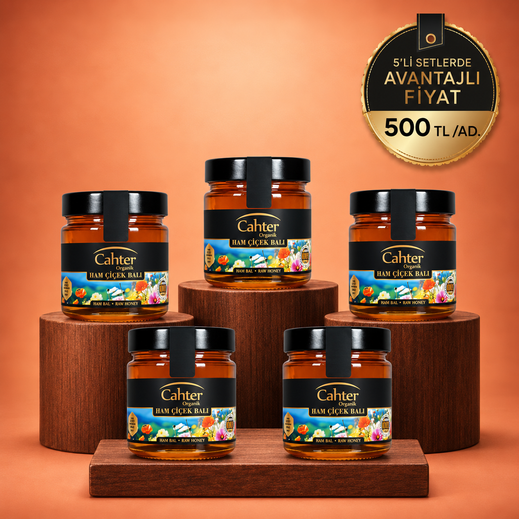Organik Süzme Ham Çiçek Balı 5 x 300 gr