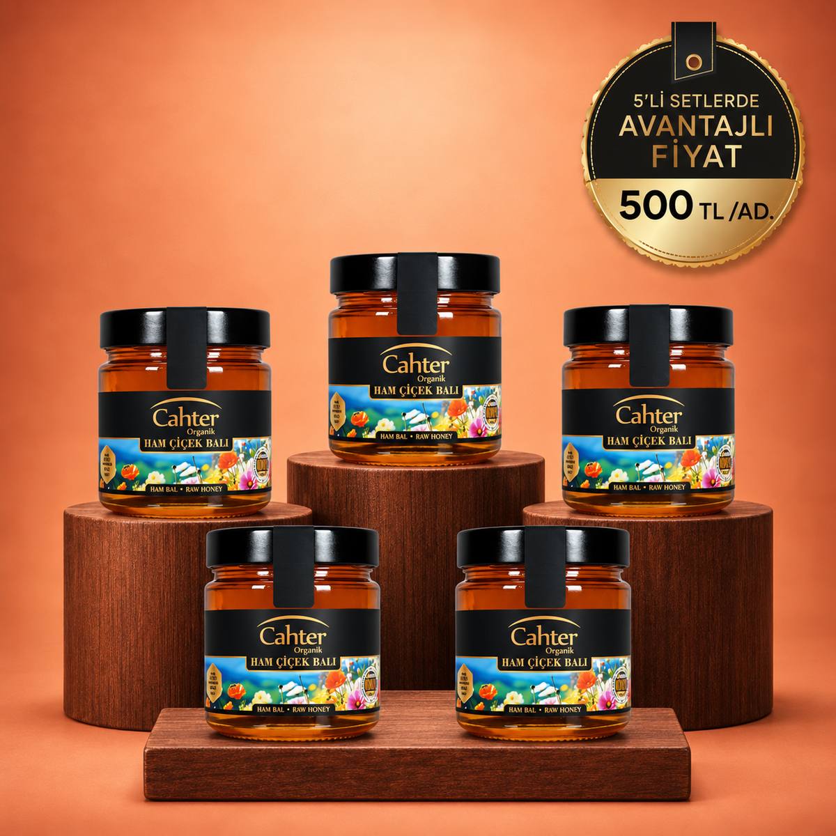 Organik Süzme Ham Çiçek Balı 5 x 300 gr