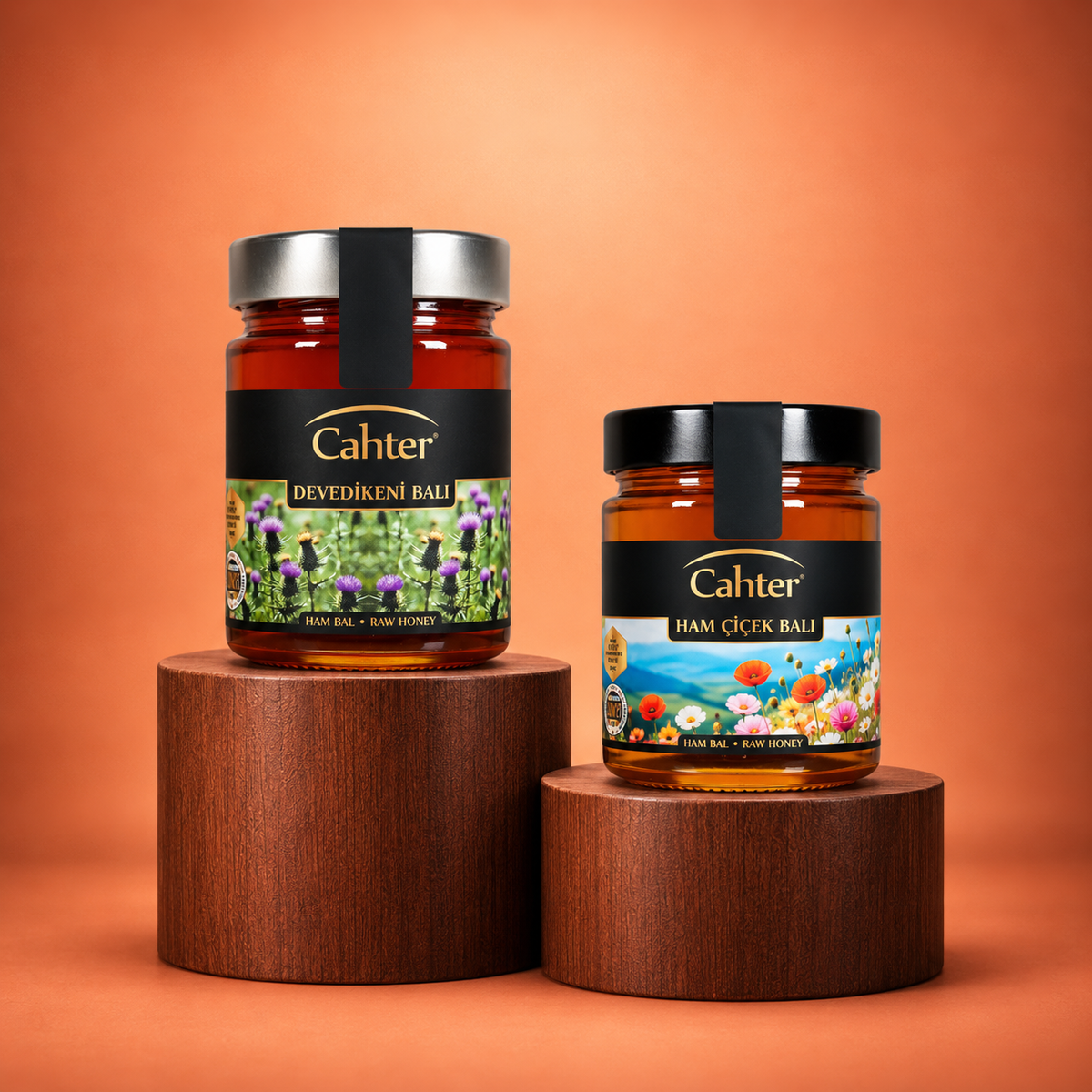 Organik Süzme Ham Çiçek Balı 450 gr + Deve Dikeni Balı 450 gr