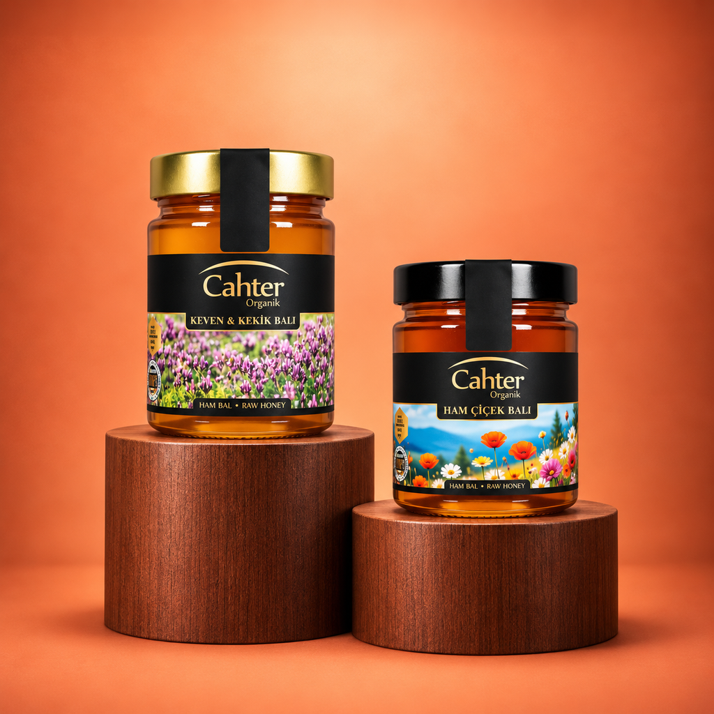 Organik Süzme Ham Çiçek Balı 450 gr + Keven Kekik Balı 450 gr