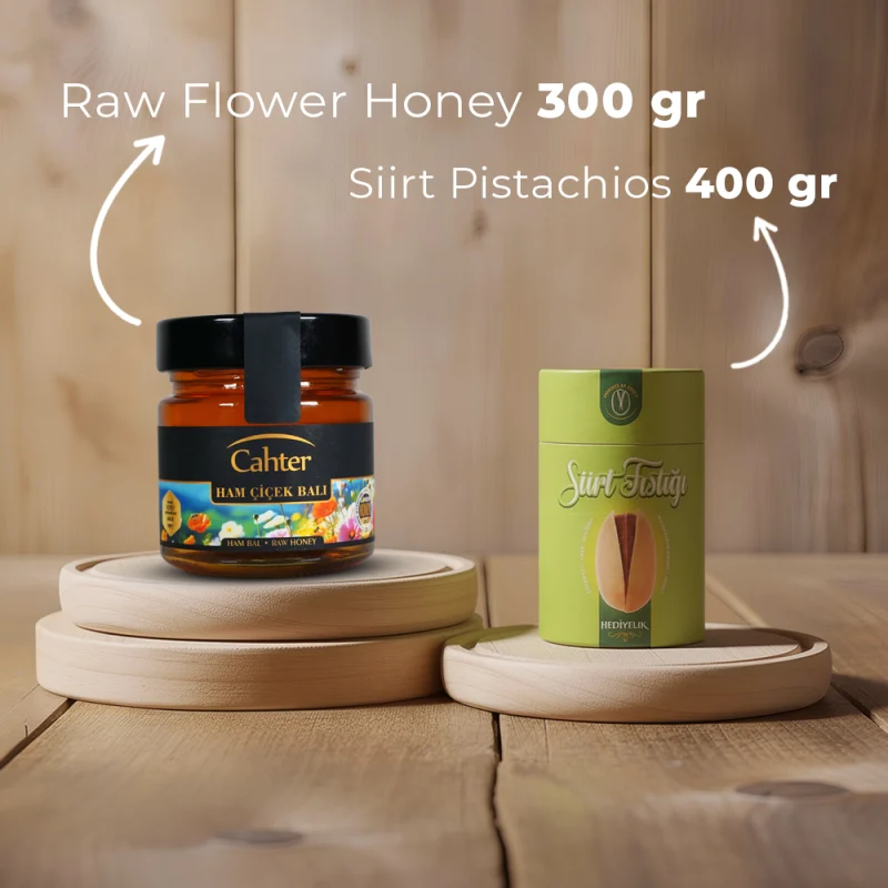 Raw Flower Honey (300 gr) + Siirt Pistachios (400 gr)