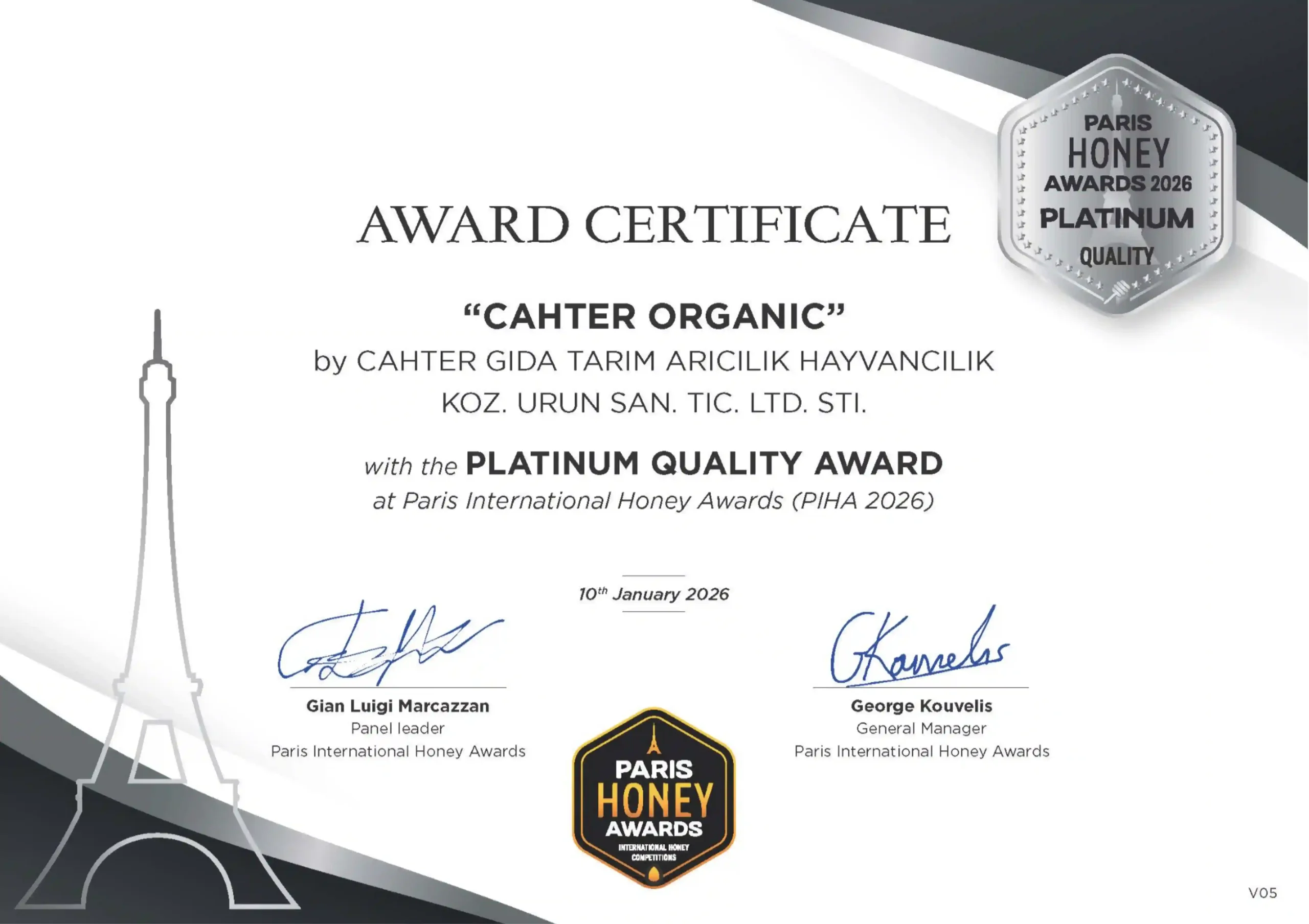 Cahter Platinum ödül&uuml;